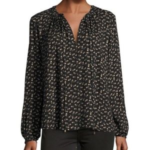 Wayf Floral Print Blouse with Split Neckline